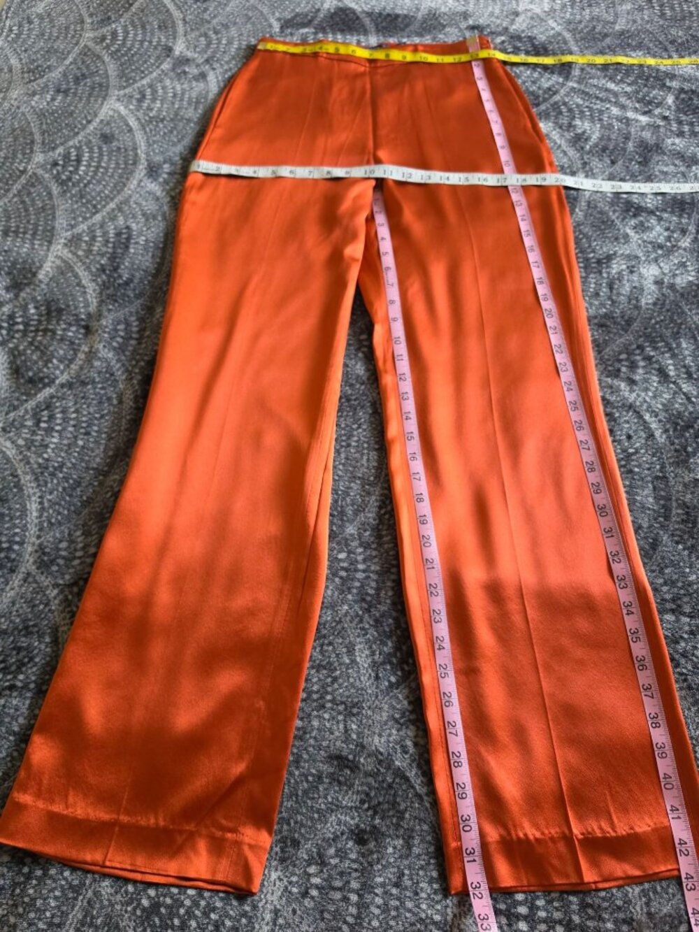 Polo Ralph Lauren Womens Orange/Shedron Pure mulberry Silk Pants Size 2 - Picture 11 of 16